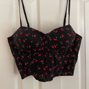 Cherry Crop Top Bustier Rockabilly Retro Top